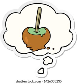 cartoon toffee apple with thought bubble as a printed sticker