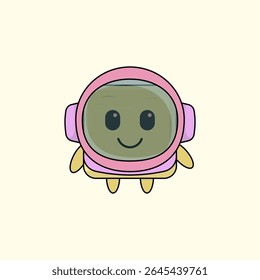 Cartoon tofu vector illustration with cheerful smiling face and friendly expression wearing astronaut suit. vector design