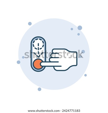 Cartoon toggle icon vector illustration. Swipe down on bubbles background. On-off sign concept.