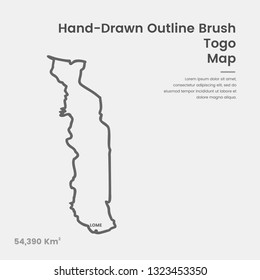 Cartoon Togo Map, Hand Drawn Togo Map, Doodle Togo Map Vector Outline Style Map Information
