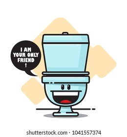 Cartoon Toilet Character. Vector Illustration