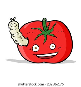 cartoon tomato with bug