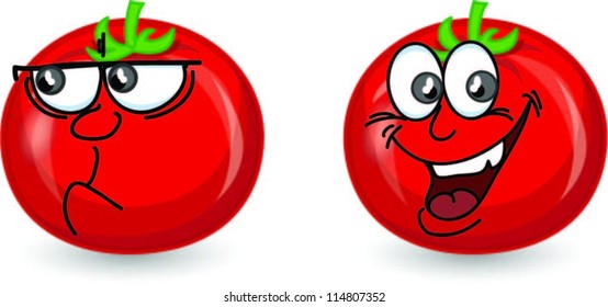 Cartoon Tomato With Emotions