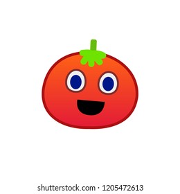 Cartoon tomato face emoji icon design vector.Smile face of tomato character