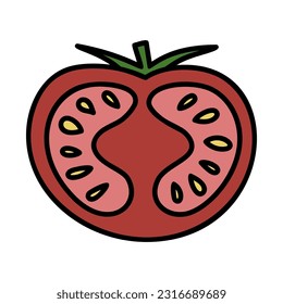 Cartoon Tomato. Hand Drawn Vegetable Illustration