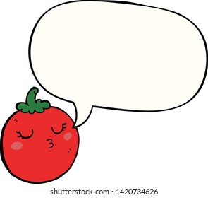 Cartoon-Tomate mit Sprachblase