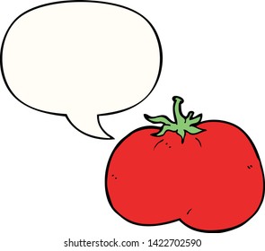 Cartoon-Tomate mit Sprachblase