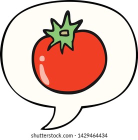 cartoon tomato with speech bubble