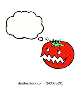 tomate de caricatura con burbuja de habla