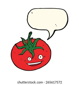 cartoon tomato with speech bubble