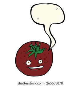 cartoon tomato with speech bubble
