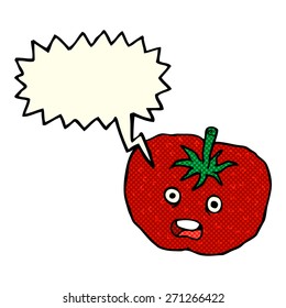 cartoon tomato with speech bubble