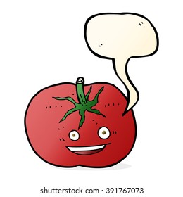 cartoon tomato with speech bubble