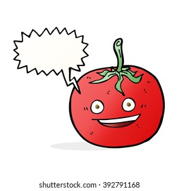 cartoon tomato with speech bubble