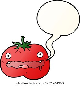 cartoon tomato with speech bubble in smooth gradient style