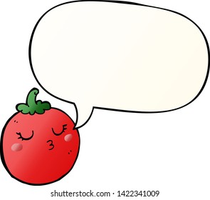 cartoon tomato with speech bubble in smooth gradient style