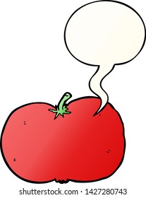 cartoon tomato with speech bubble in smooth gradient style