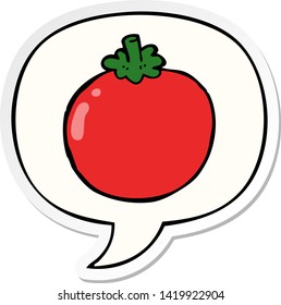 cartoon tomato with speech bubble sticker