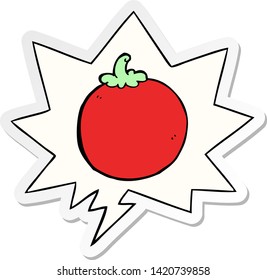 cartoon tomato with speech bubble sticker