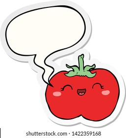 cartoon tomato with speech bubble sticker