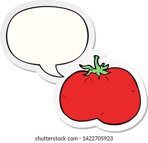 cartoon tomato with speech bubble sticker