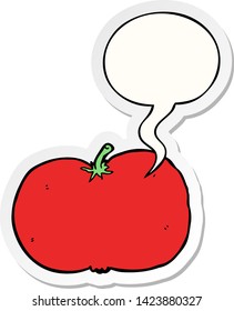 cartoon tomato with speech bubble sticker