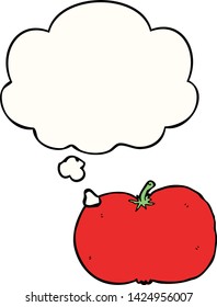 tomate de dibujos animados con burbuja de pensamientos