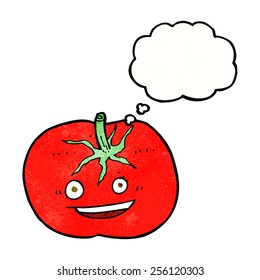 cartoon tomato with thought bubble