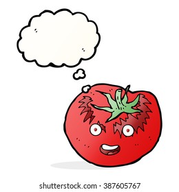 cartoon tomato with thought bubble