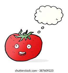 desenho animado tomate com bolha de pensamento