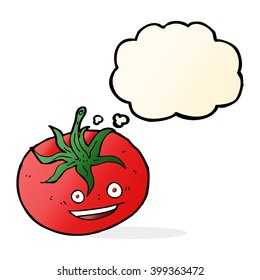 Cartoon-Tomate mit Denkblase