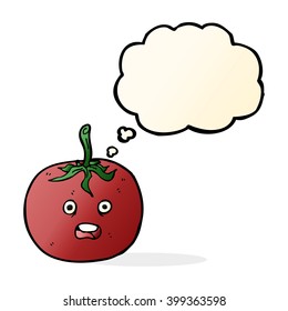 Cartoon-Tomate mit Denkblase
