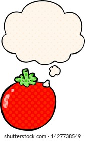 tomate de dibujos animados con burbuja de ideas al estilo de un libro de historietas