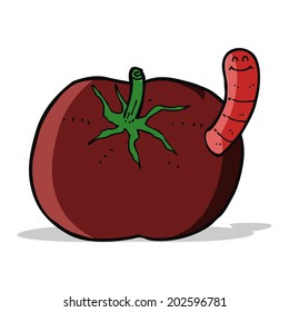 cartoon tomato with worm