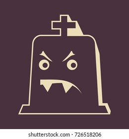 Cartoon tomb as smiley icon. Halloween party collection