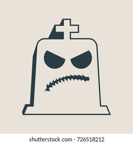 Cartoon tomb as smiley icon. Halloween party collection