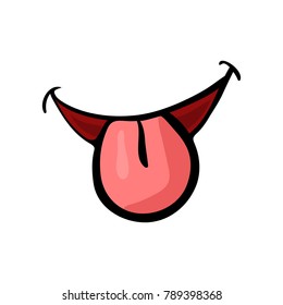 cartoon tongue smile isolated on white background
