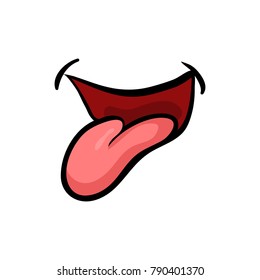cartoon tongue smile isolated on white background