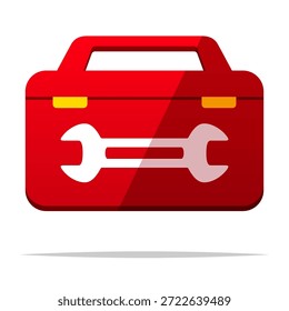 Kit de caja de herramientas de dibujos animados con ilustración aislada de Vector de icono de llave