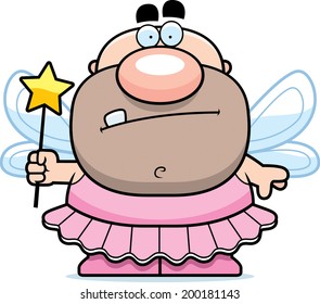 A cartoon Tooth Fairy man in a tutu.