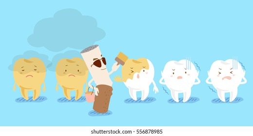  cartoon tooth feel upset with smoke problem