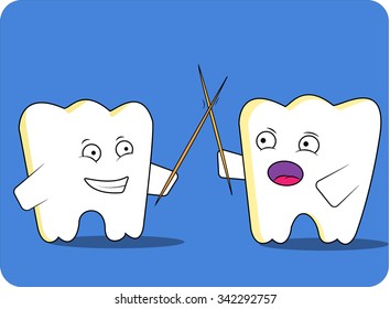 Cartoon tooth fight