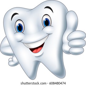 Cartoon tooth giving thumb up