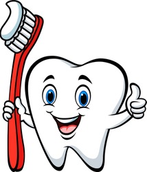 Cartoon Tooth Holding Tooth Brush And Giving Thumb Up