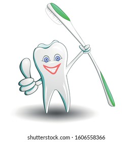 cartoon tooth isolated on white background,toothbroosh