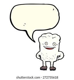cartoon tooth looking smug with speech bubble