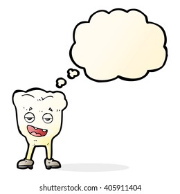 cartoon tooth looking smug with thought bubble