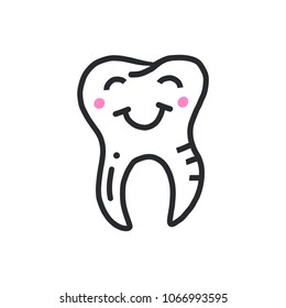 Cartoon tooth made in vector. Dental care hand drawn collection. 