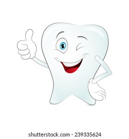 Cartoon tooth on a white background. Vector
