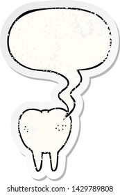cartoon tooth with speech bubble distressed distressed old sticker